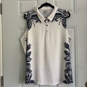 Chico’s Sleeveless Blue and White Floral Sleeveless Top, Size XXL/20